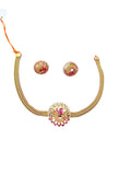 Velqine Nanu Pati Golden Stone Necklace Set for Women with Matching Earrings | Traditional Ethnic Jewelry Set for Wedding, Party & Festive Wear