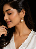 Star Charm Hoop Earrings for Women & Girls | Gold Plated Mother of Pearl Star Pendant Hoops | Lightweight Minimalist Fashion Jewelry for Casual, Party, Office & Festive Wear