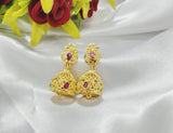 Premium Gold Finish Ruby Stone Jhumka Earrings for Women | Gold Plated Traditional Ethnic Drop Earrings | Lightweight Bridal Wedding Festival Party Wear Jewellery
