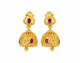 Premium Gold Finish Ruby Stone Jhumka Earrings for Women | Gold Plated Traditional Ethnic Drop Earrings | Lightweight Bridal Wedding Festival Party Wear Jewellery