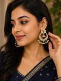 Premium Butterfly Chandbali Jhumka Earrings for Women | Gold Plated American Diamond Chandbali with Green Crystal & Pearl Beads | Designer Ethnic Wedding, Festive & Party Wear Jewellery