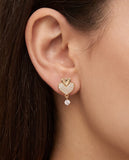Gold Finish Heart-Shaped CZ Stud Earrings for Women
