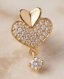Gold Finish Heart-Shaped CZ Stud Earrings for Women