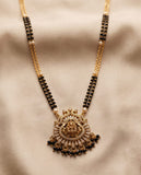 Gold-Toned Mangalsutra with Lakshmi Pendant & Black Bead Chain