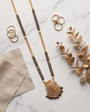 Gold-Toned Mangalsutra with Lakshmi Pendant & Black Bead Chain