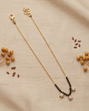 Gold-Toned Mangalsutra with Triple Floral CZ Pendant