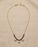 Gold-Toned Mangalsutra with Triple Floral CZ Pendant