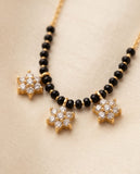 Gold-Toned Mangalsutra with Triple Floral CZ Pendant